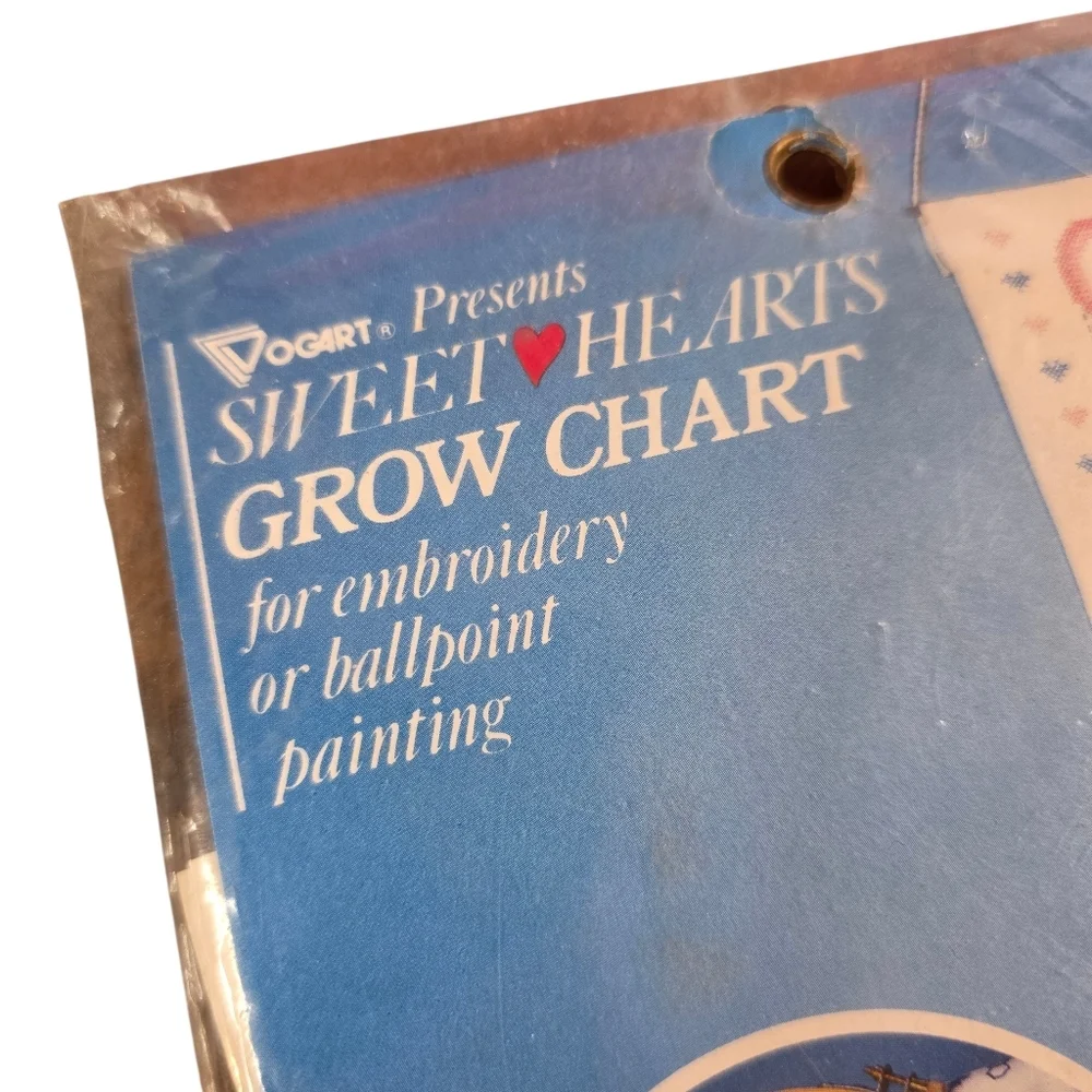 Vintage Vogart Sweethearts Grow Chart Embroidery Kit USA Baby Nursery